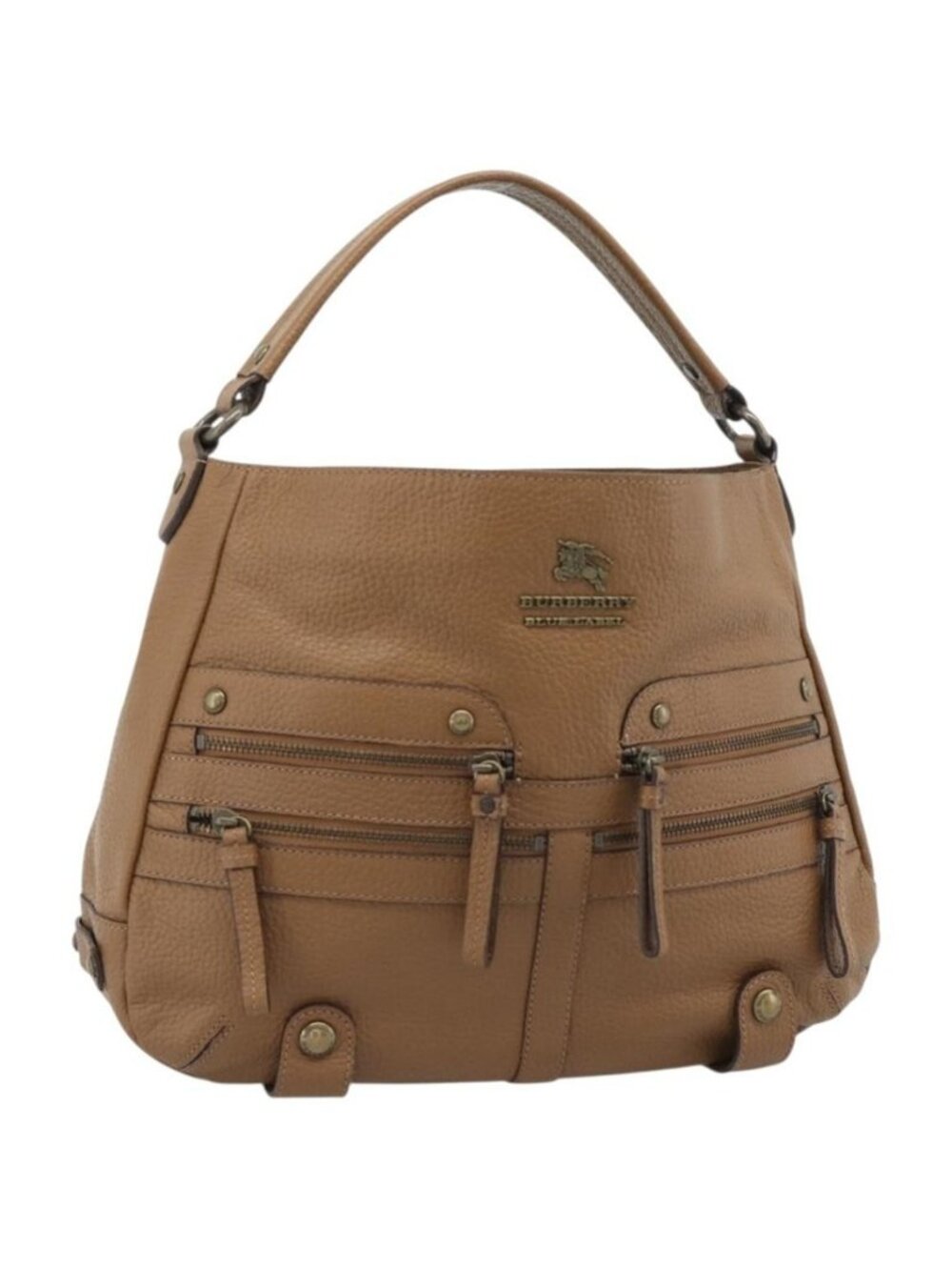 Authentic BURBERRY Shoulder Bag Leather Brown Gold Tone